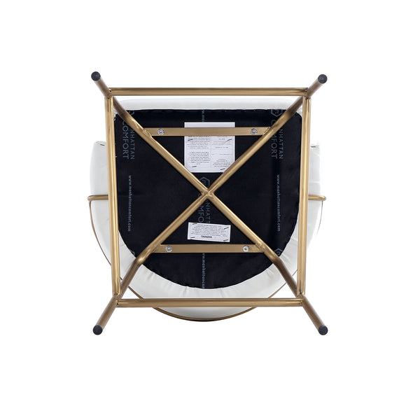 Manhattan Comfort Gracie Leatherette Barstool With Sculpted Curves And Steel Legs For Elegant Dining Spaces White And Gold Steel Bs022-gwh