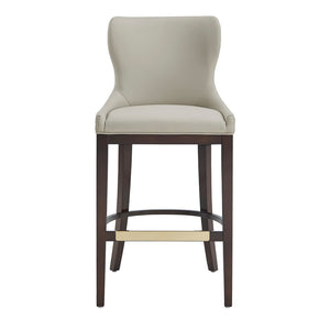 Manhattan Comfort Blair Leatherette Barstool With Beech Wood Legs And Gold Footrest For Stylish Comfort And Elegance Stone Beech Wood Bs023-st
