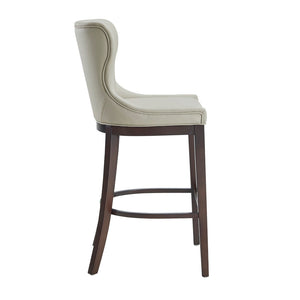 Manhattan Comfort Blair Leatherette Barstool With Beech Wood Legs And Gold Footrest For Stylish Comfort And Elegance Stone Beech Wood Bs023-st