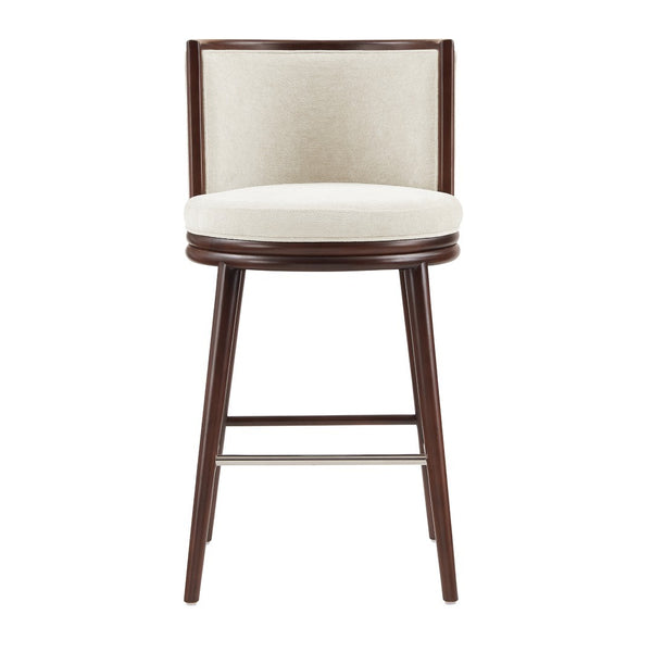 Manhattan Comfort Evalyn Textured Chenille Barstool With Sturdy Beech Wood Frame For Stylish Home Decor Upgrade Cream Beech Wood Bs024-cr