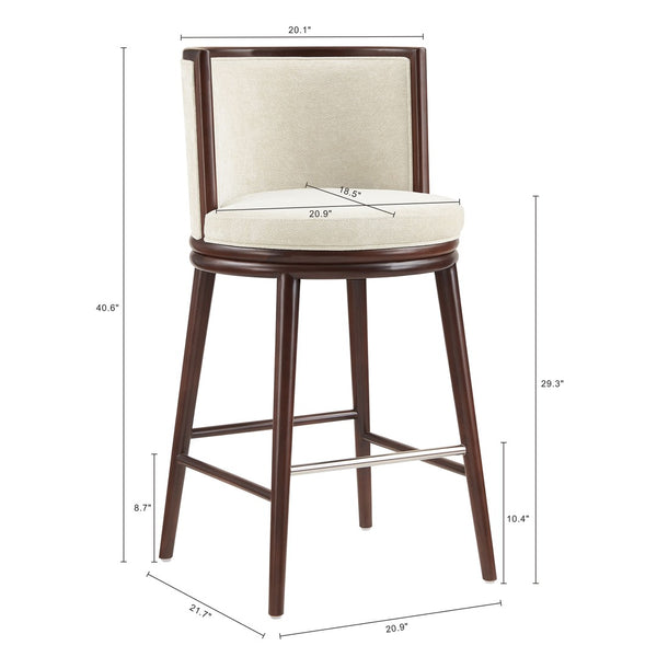Manhattan Comfort Evalyn Textured Chenille Barstool With Sturdy Beech Wood Frame For Stylish Home Decor Upgrade Cream Beech Wood Bs024-cr