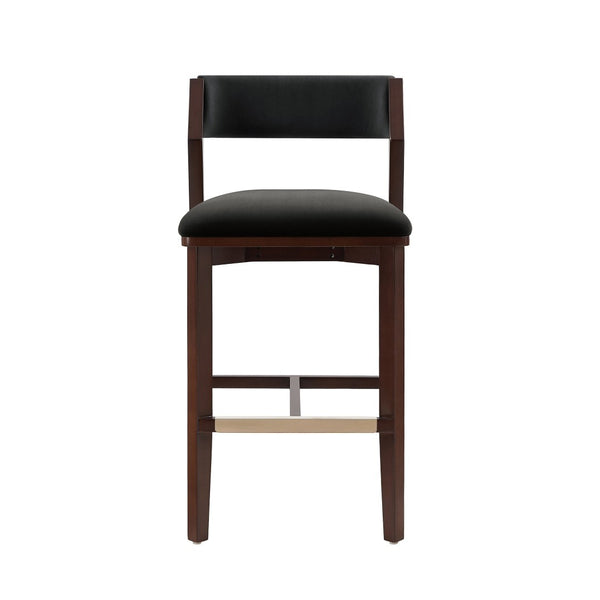 Manhattan Comfort Patricia Velvet Barstool With Beech Wood Frame And Gold Footrest For Stylish Home Decor Elegance Black Beech Wood Bs026-bk