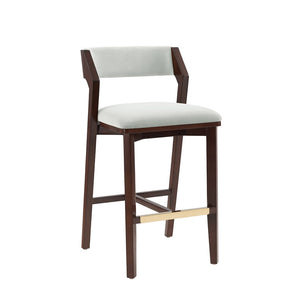 Manhattan Comfort Patricia Velvet Barstool With Beech Wood Frame And Gold Footrest For Stylish Home Decor Elegance White Glacier Beech Wood Bs026-wh