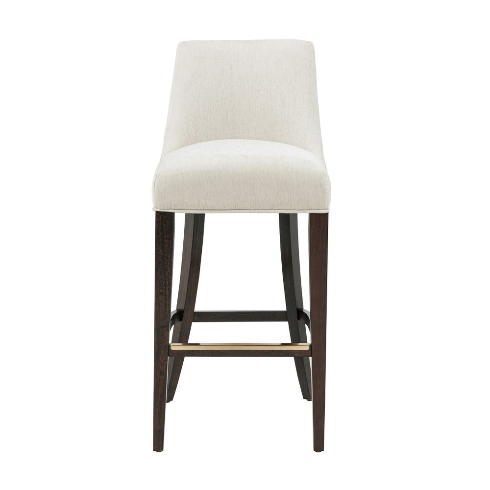 Manhattan Comfort Beever Chenille Barstool - Elegant Mid-century Design With Rubberwood Legs For Style & Comfort Cream Rubberwood Bs027-cr
