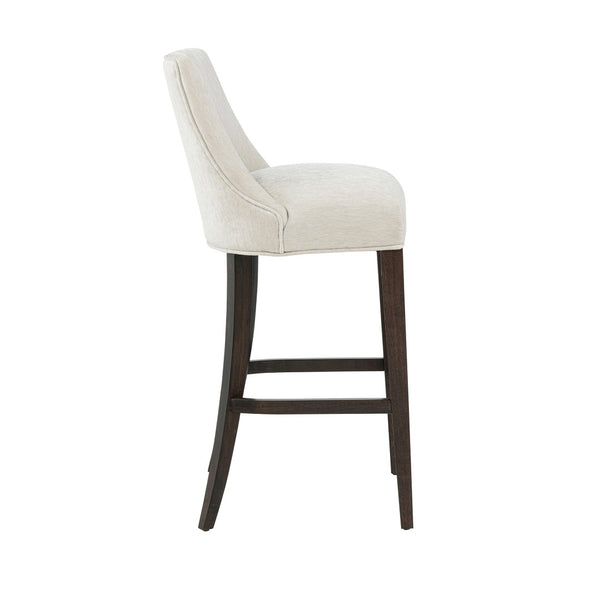 Manhattan Comfort Beever Chenille Barstool - Elegant Mid-century Design With Rubberwood Legs For Style & Comfort Cream Rubberwood Bs027-cr