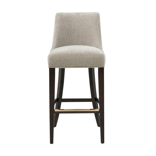 Manhattan Comfort Beever Chenille Barstool - Elegant Mid-century Design With Rubberwood Legs For Style & Comfort Taupe Rubberwood Bs027-tp