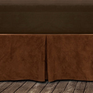 Hiend Accents Copper Faux Suede Bed Skirt - Luxurious Rustic Elegance With Inverted Pleat Detailing For Cozy Decor Copper Skirt, 100% Polyester,Decking, 100% Polyester Bs1004-fl-cp