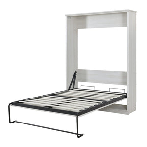 English Elm Queen Wall Murphy Bed Cabinet Rustic White Finish Space Saving Guest Room Home Office BS531473AAK