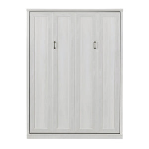 English Elm Queen Wall Murphy Bed Cabinet Rustic White Finish Space Saving Guest Room Home Office BS531473AAK