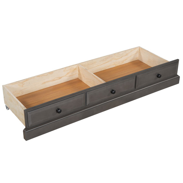 English Elm Farmhouse Pine Cabinet Bed with Charging Station and Rolling Storage Drawer for Small Spaces BS701P170501E