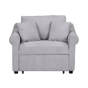 English Elm Chenille Convertible Sleeper Chair Adjustable Backrest Folds Flat Into a Single Guest Bed Gray BS701P177546E