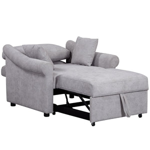 English Elm Chenille Convertible Sleeper Chair Adjustable Backrest Folds Flat Into a Single Guest Bed Gray BS701P177546E