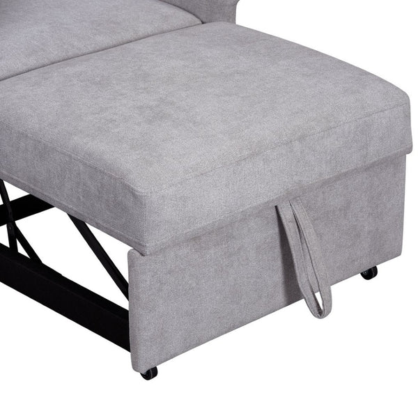English Elm Chenille Convertible Sleeper Chair Adjustable Backrest Folds Flat Into a Single Guest Bed Gray BS701P177546E