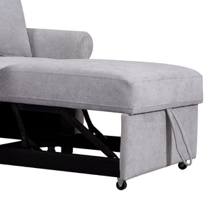 English Elm Chenille Convertible Sleeper Chair Adjustable Backrest Folds Flat Into a Single Guest Bed Gray BS701P177546E
