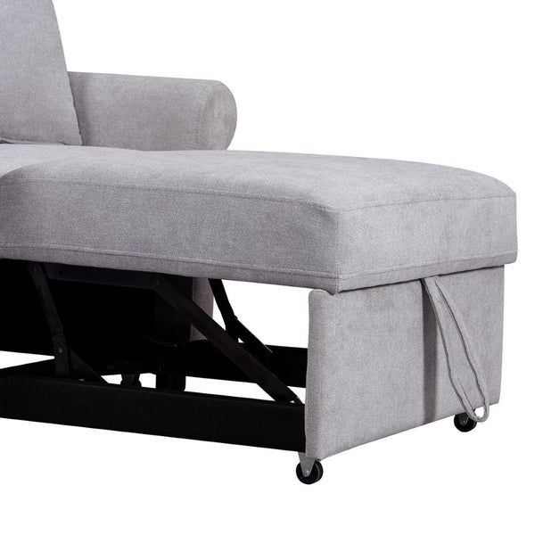 English Elm Chenille Convertible Sleeper Chair Adjustable Backrest Folds Flat Into a Single Guest Bed Gray BS701P177546E