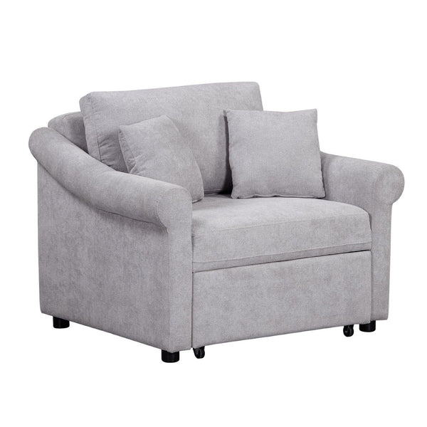 English Elm Chenille Convertible Sleeper Chair Adjustable Backrest Folds Flat Into a Single Guest Bed Gray BS701P177546E