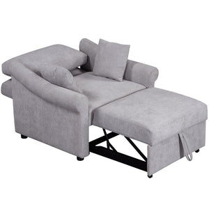 English Elm Chenille Convertible Sleeper Chair Adjustable Backrest Folds Flat Into a Single Guest Bed Gray BS701P177546E