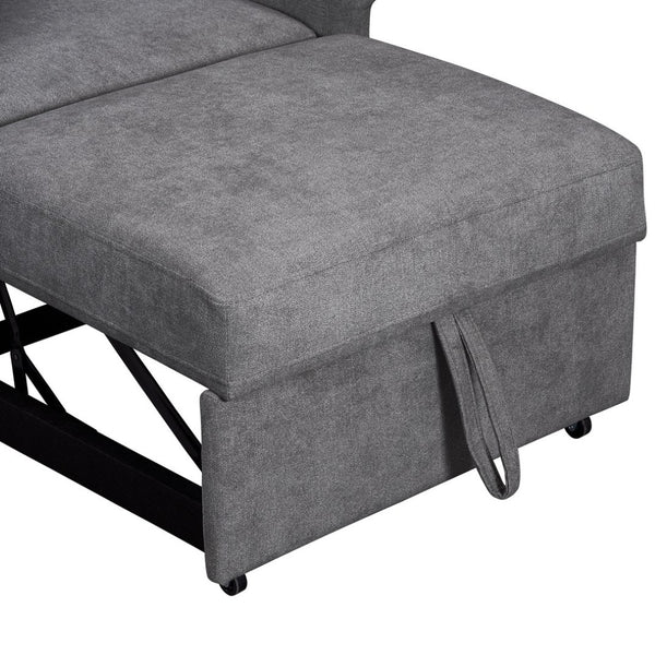 English Elm Chenille Convertible Sleeper Chair Adjustable Backrest Folds Flat Into a Single Guest Bed Dark Gray BS701P177546G