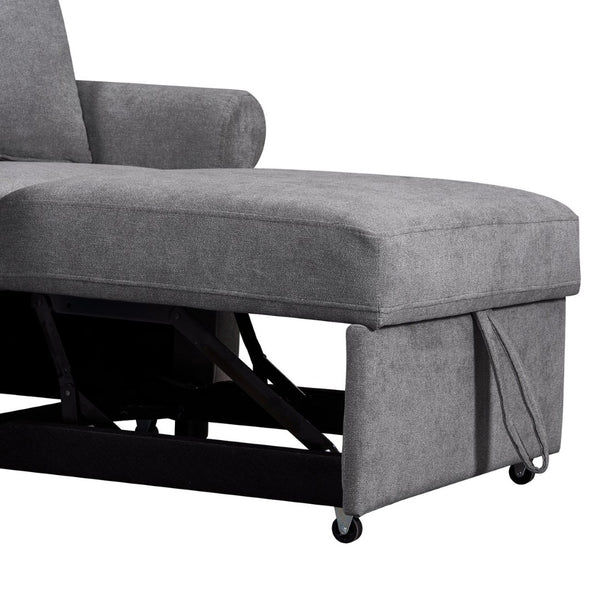 English Elm Chenille Convertible Sleeper Chair Adjustable Backrest Folds Flat Into a Single Guest Bed Dark Gray BS701P177546G