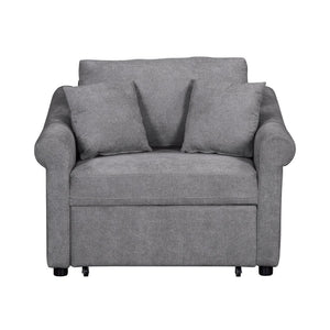 English Elm Chenille Convertible Sleeper Chair Adjustable Backrest Folds Flat Into a Single Guest Bed Dark Gray BS701P177546G