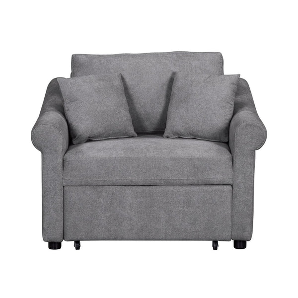 English Elm Chenille Convertible Sleeper Chair Adjustable Backrest Folds Flat Into a Single Guest Bed Dark Gray BS701P177546G