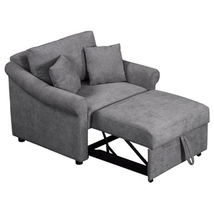 English Elm Chenille Convertible Sleeper Chair Adjustable Backrest Folds Flat Into a Single Guest Bed Dark Gray BS701P177546G