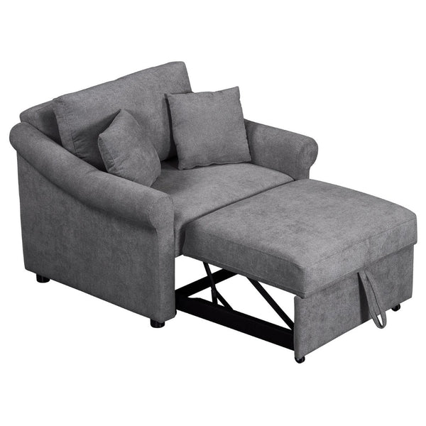 English Elm Chenille Convertible Sleeper Chair Adjustable Backrest Folds Flat Into a Single Guest Bed Dark Gray BS701P177546G