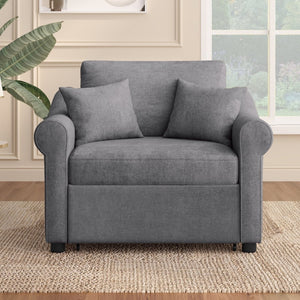 English Elm Chenille Convertible Sleeper Chair Adjustable Backrest Folds Flat Into a Single Guest Bed Dark Gray BS701P177546G