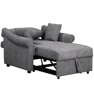 English Elm Chenille Convertible Sleeper Chair Adjustable Backrest Folds Flat Into a Single Guest Bed Dark Gray BS701P177546G