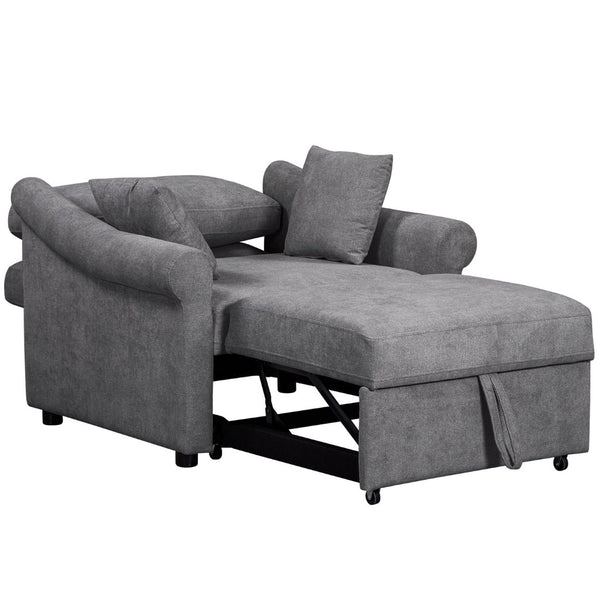 English Elm Chenille Convertible Sleeper Chair Adjustable Backrest Folds Flat Into a Single Guest Bed Dark Gray BS701P177546G