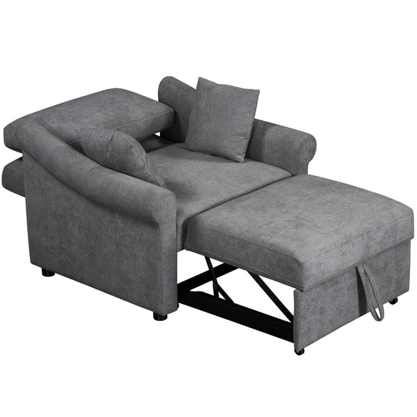 English Elm Chenille Convertible Sleeper Chair Adjustable Backrest Folds Flat Into a Single Guest Bed Dark Gray BS701P177546G