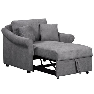 English Elm Chenille Convertible Sleeper Chair Adjustable Backrest Folds Flat Into a Single Guest Bed Dark Gray BS701P177546G