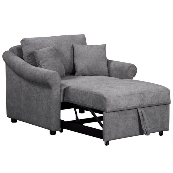 English Elm Chenille Convertible Sleeper Chair Adjustable Backrest Folds Flat Into a Single Guest Bed Dark Gray BS701P177546G