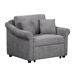 English Elm Chenille Convertible Sleeper Chair Adjustable Backrest Folds Flat Into a Single Guest Bed Dark Gray BS701P177546G