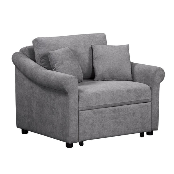 English Elm Chenille Convertible Sleeper Chair Adjustable Backrest Folds Flat Into a Single Guest Bed Dark Gray BS701P177546G