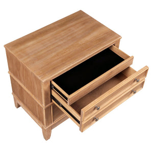English Elm Hazel Farmhouse Wood Nightstand Set of 2 with 3 Drawers and Natural Washed Finish BS701P183796D