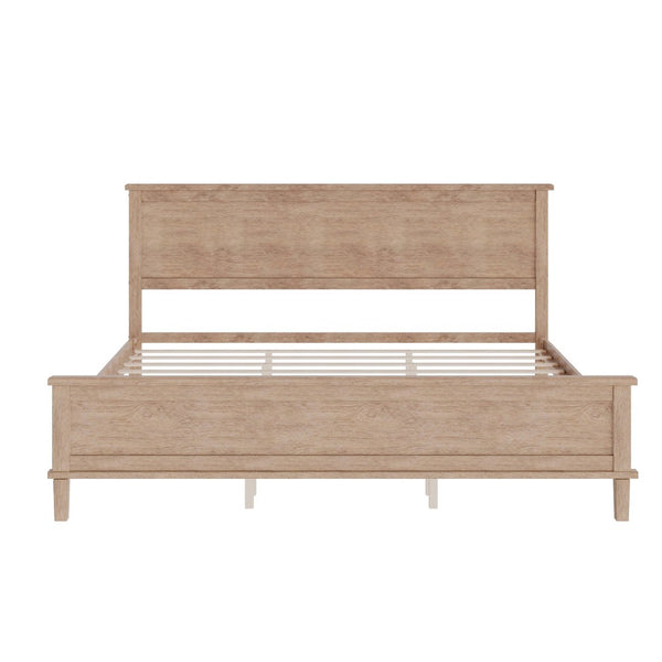 English Elm Mid-Century King Platform Bed Solid Pine Tapered Legs Wood Slat Foundation No Box Spring Seadrift BS701P193474N
