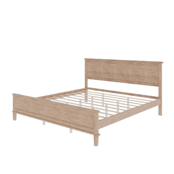 English Elm Mid-Century King Platform Bed Solid Pine Tapered Legs Wood Slat Foundation No Box Spring Seadrift BS701P193474N