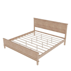 English Elm Mid-Century King Platform Bed Solid Pine Tapered Legs Wood Slat Foundation No Box Spring Seadrift BS701P193474N