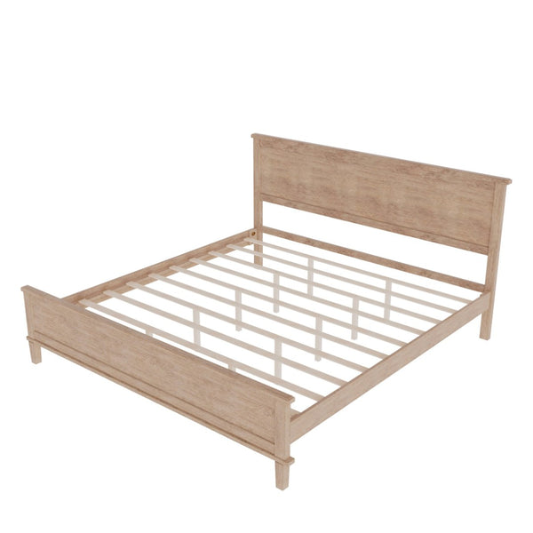 English Elm Mid-Century King Platform Bed Solid Pine Tapered Legs Wood Slat Foundation No Box Spring Seadrift BS701P193474N