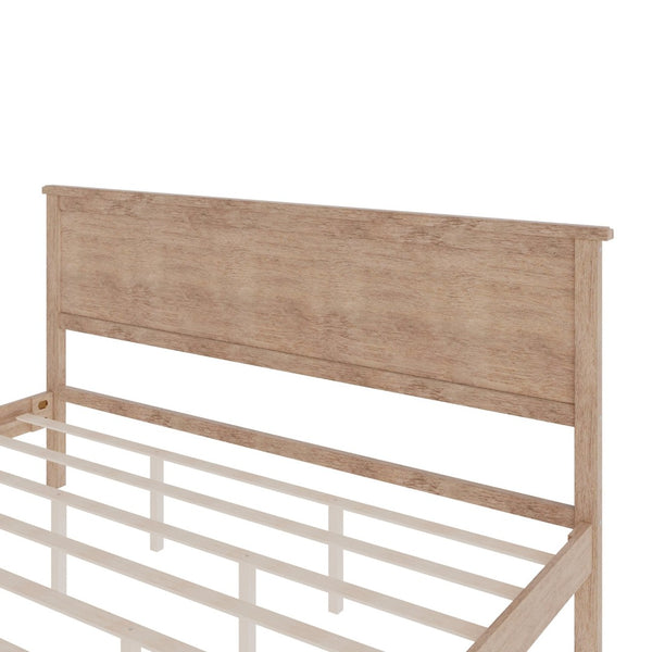 English Elm Mid-Century King Platform Bed Solid Pine Tapered Legs Wood Slat Foundation No Box Spring Seadrift BS701P193474N