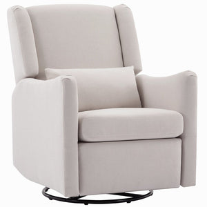 English Elm 29.5'' Linen Wingback Glider Recliner with Swivel Base for Nursery or Living Room BS701P337844A