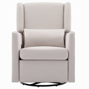 English Elm 29.5'' Linen Wingback Glider Recliner with Swivel Base for Nursery or Living Room BS701P337844A