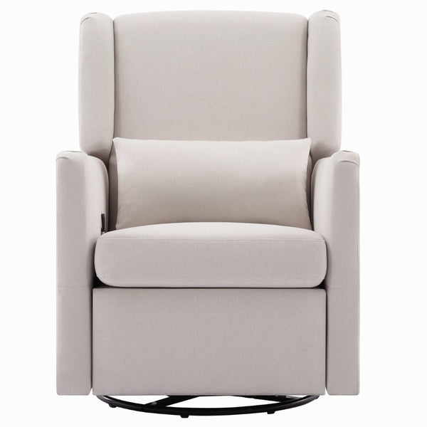 English Elm 29.5'' Linen Wingback Glider Recliner with Swivel Base for Nursery or Living Room BS701P337844A