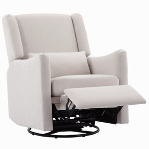 English Elm 29.5'' Linen Wingback Glider Recliner with Swivel Base for Nursery or Living Room BS701P337844A