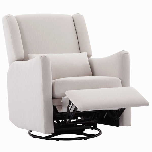 English Elm 29.5'' Linen Wingback Glider Recliner with Swivel Base for Nursery or Living Room BS701P337844A
