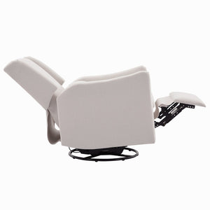 English Elm 29.5'' Linen Wingback Glider Recliner with Swivel Base for Nursery or Living Room BS701P337844A