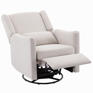 English Elm 29.5'' Linen Wingback Glider Recliner with Swivel Base for Nursery or Living Room BS701P337844A