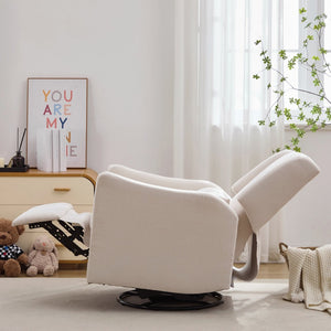 English Elm 29.5'' Linen Wingback Glider Recliner with Swivel Base for Nursery or Living Room BS701P337844A