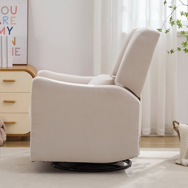 English Elm 29.5'' Linen Wingback Glider Recliner with Swivel Base for Nursery or Living Room BS701P337844A